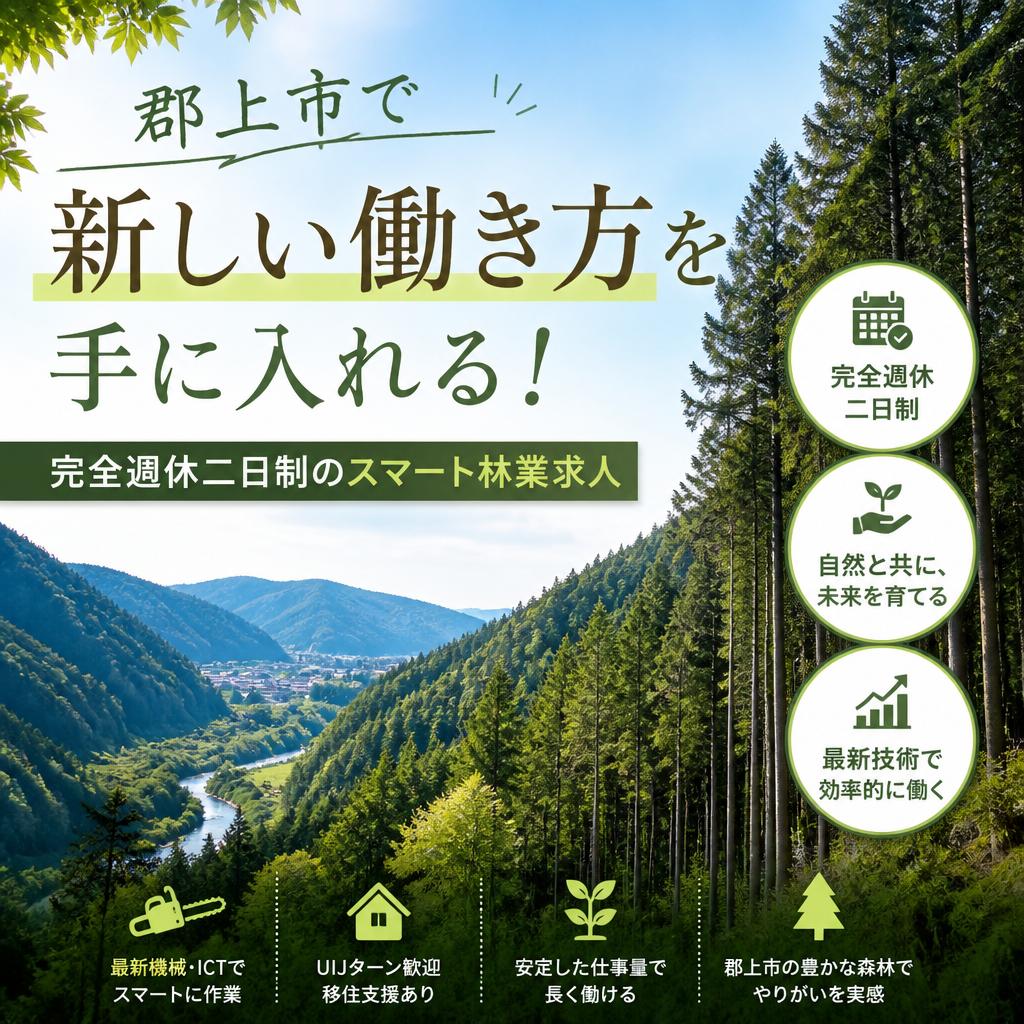 郡上市で新しい働き方を手に入れる！完全週休二日制のスマート林業求人